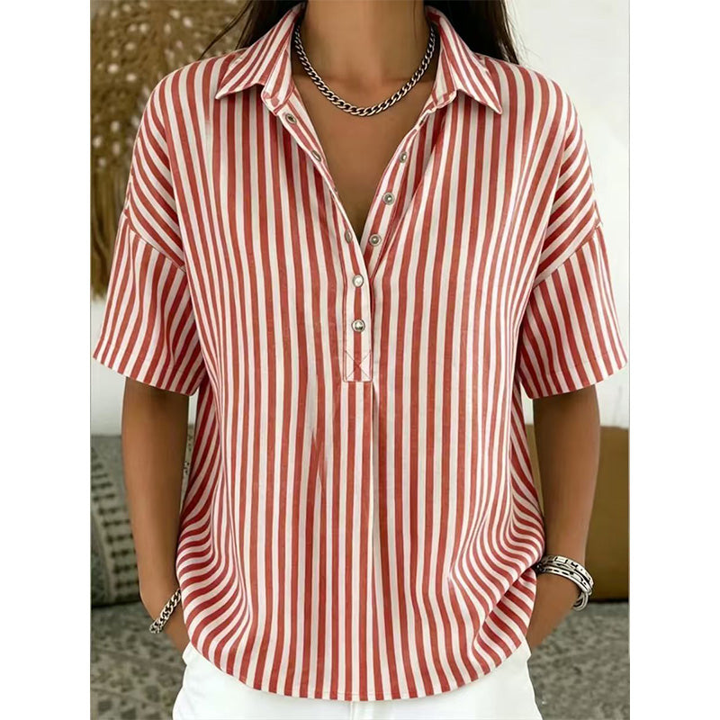 ⏳Time-Limited Special⏰Women's Casual Striped Short-Sleeve Shirt
