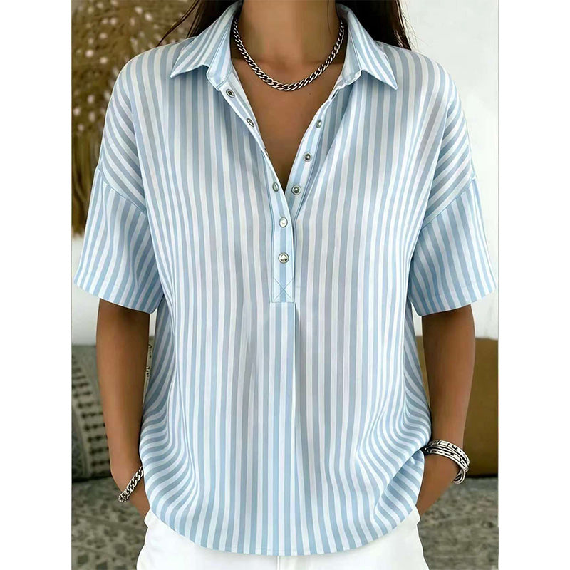 ⏳Time-Limited Special⏰Women's Casual Striped Short-Sleeve Shirt