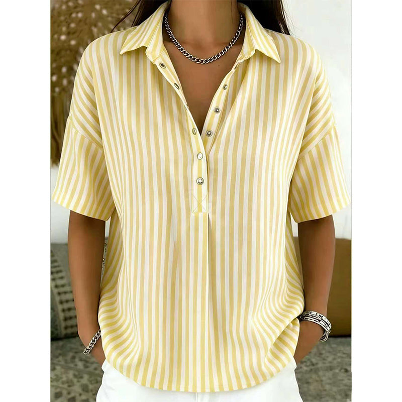 ⏳Time-Limited Special⏰Women's Casual Striped Short-Sleeve Shirt
