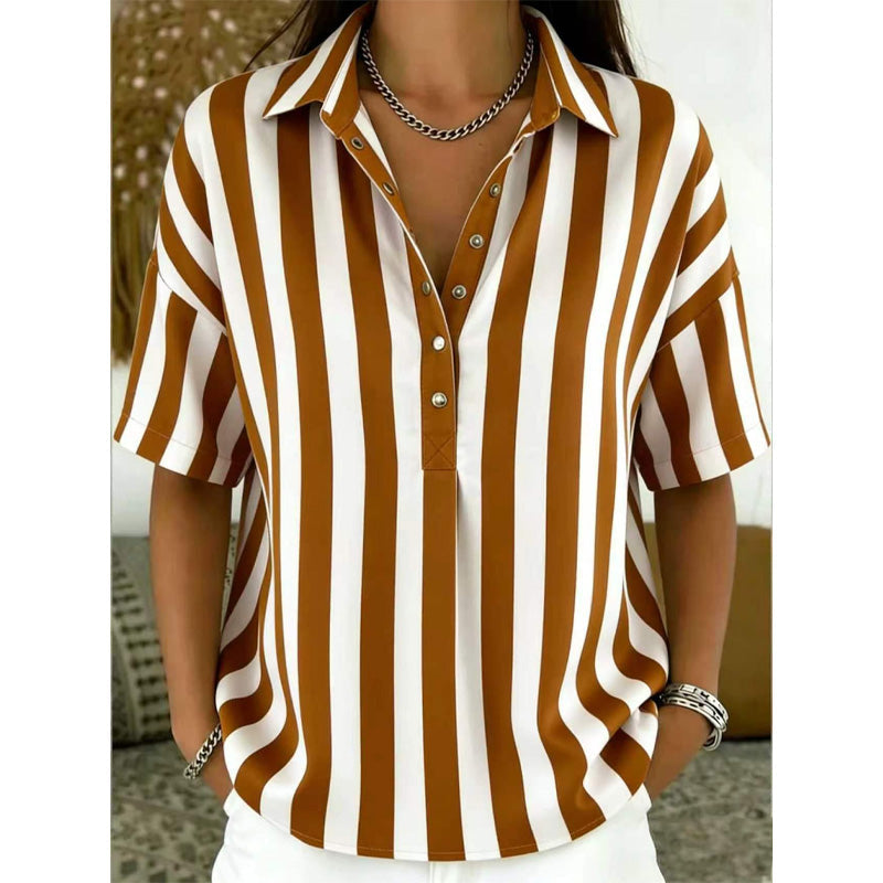 ⏳Time-Limited Special⏰Women's Casual Striped Short-Sleeve Shirt