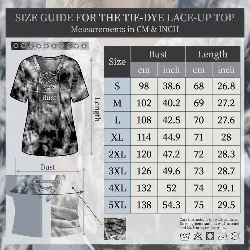 📢📢50% OFF!! ⏰Women's Tie-Dye T-Shirt with Lacing and V-Neck