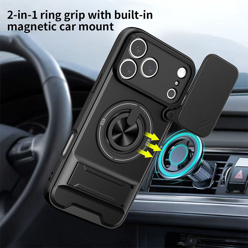 ✨ 4-in-1 Protective Case – Slider, Ring Holder, Magnet, 5 Colors 🔧