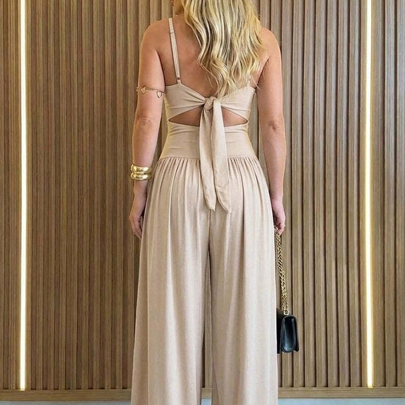 👗 LIMITED-TIME 50% OFF! ✨ Sleeveless Cutout Wide-Leg Jumpsuit with Adjustable Back Tie – Alluring, Flowy, Sophisticated 🌴