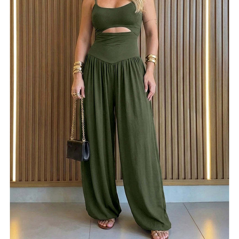 👗 LIMITED-TIME 50% OFF! ✨ Sleeveless Cutout Wide-Leg Jumpsuit with Adjustable Back Tie – Alluring, Flowy, Sophisticated 🌴