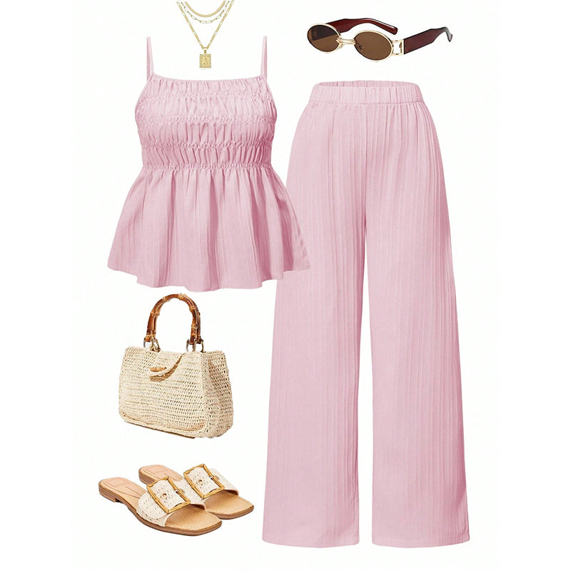 👗 50% OFF NOW! 🎁 Women's Casual Cami Top & Wide-Leg Pants Set – Flowy & breathable – Perfect for summer, beach or casual chic – stylish and lightweight 🌸✨