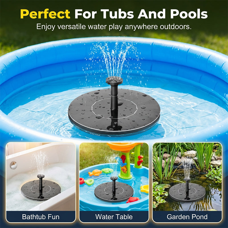 Solar-Powered Floating Fountain with LED Lights