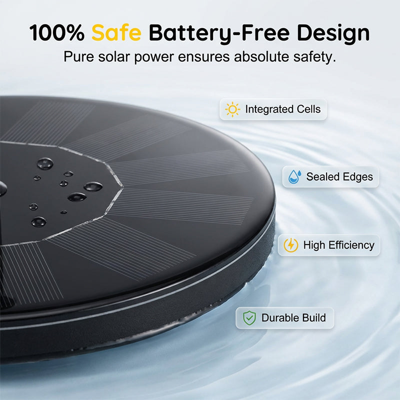 Solar-Powered Floating Fountain with LED Lights