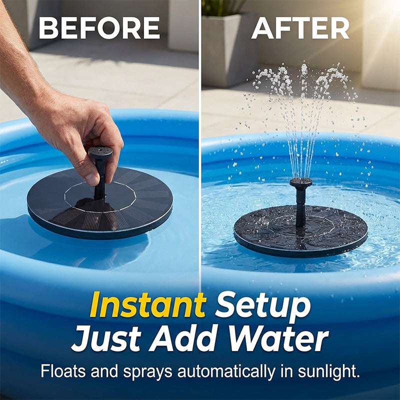 Solar-Powered Floating Fountain with LED Lights