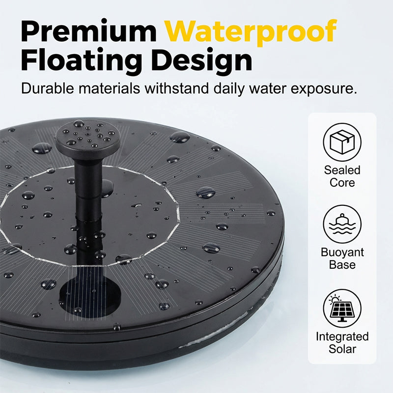 Solar-Powered Floating Fountain with LED Lights