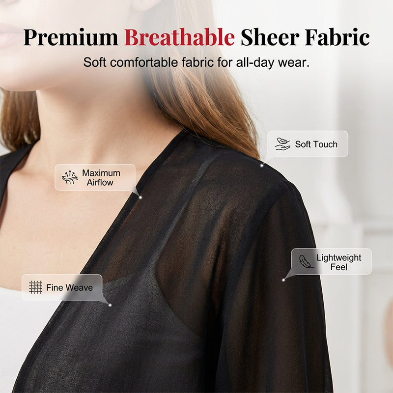 🦋 50% OFF NOW!🌿 Women's Chiffon Tie-Front Top – Sheer, Cropped & Elegant – Summer Layering Essential 🍃