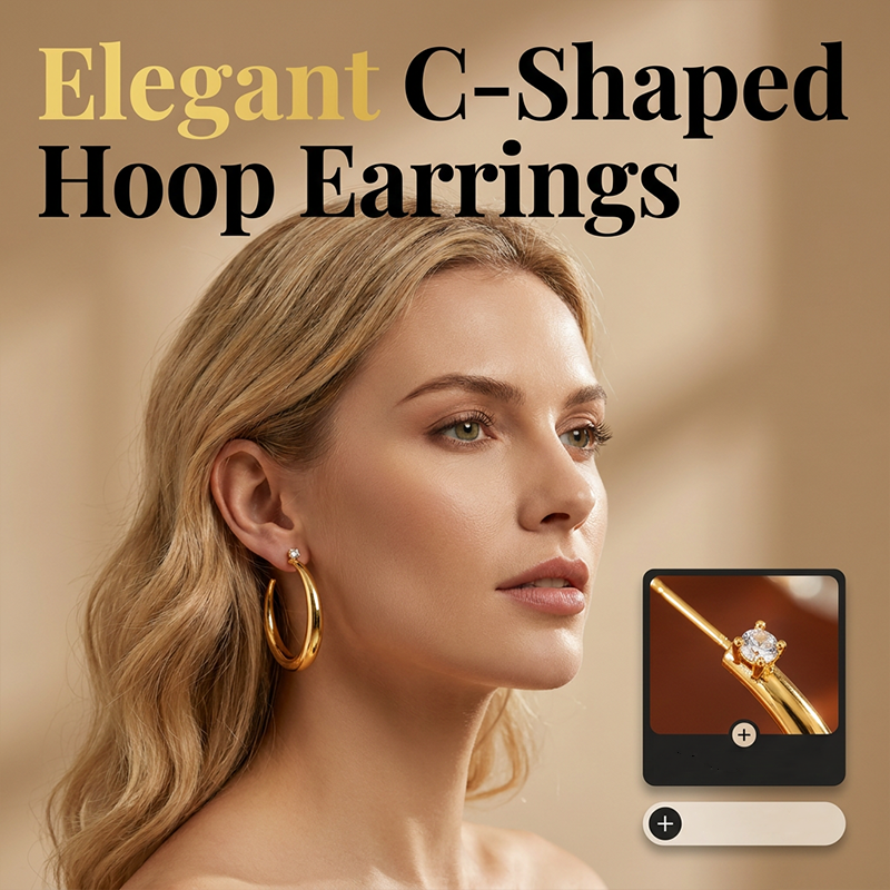 🎁2026 New Arrivals 50% OFF💥Women's Chic Tapered C‑Shaped Hoop Earrings‑Light‑Weight Daily Jewelry