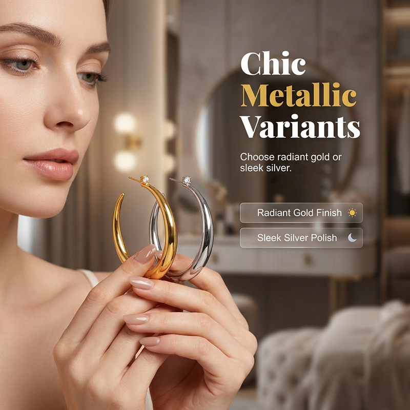 🎁2026 New Arrivals 50% OFF💥Women's Chic Tapered C‑Shaped Hoop Earrings‑Light‑Weight Daily Jewelry