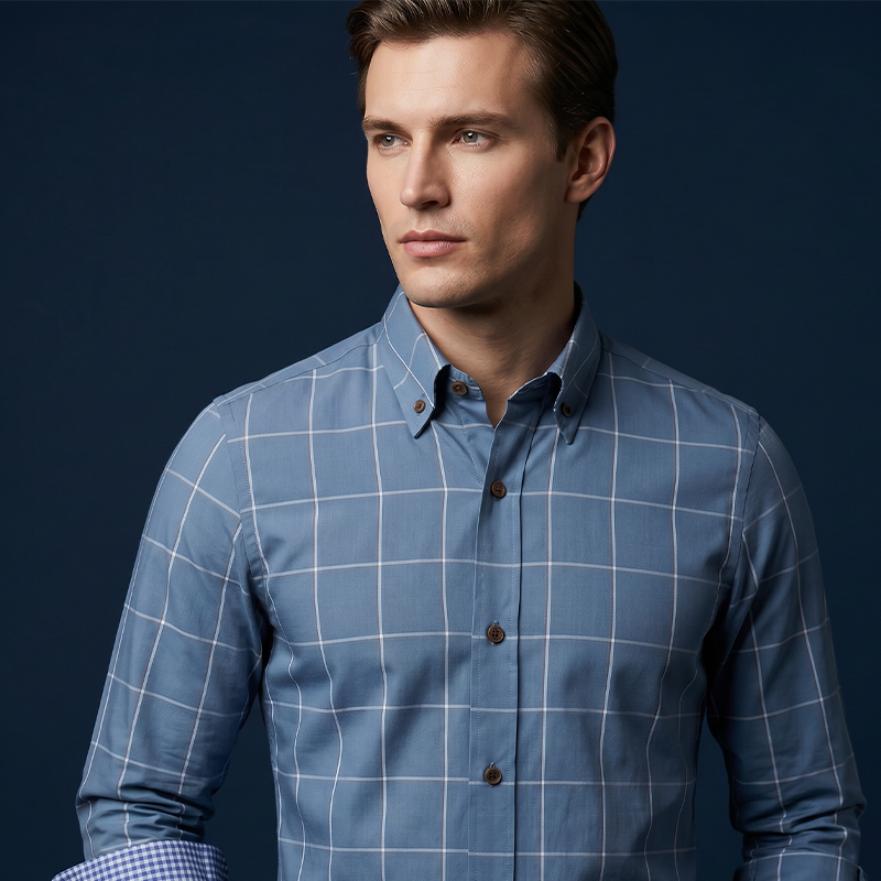 Men's Modern Fit Windowpane Shirt