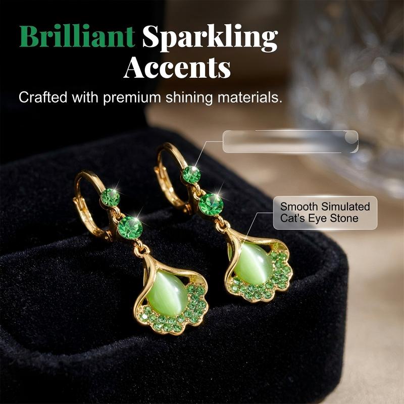 🍃 LIMITED-TIME 50% OFF! 💥 Elegant Ginkgo Leaf Tassel Earrings – Green Stone, Lightweight, Nature-Inspired ✨
