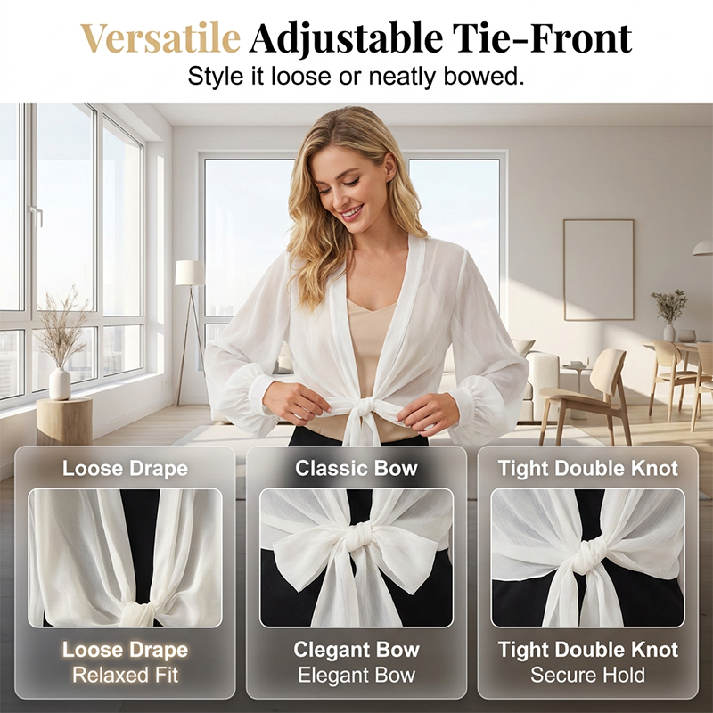 🌸 50% OFF NOW! 🌸Women's Lightweight Chiffon Tie-Front Cardigan