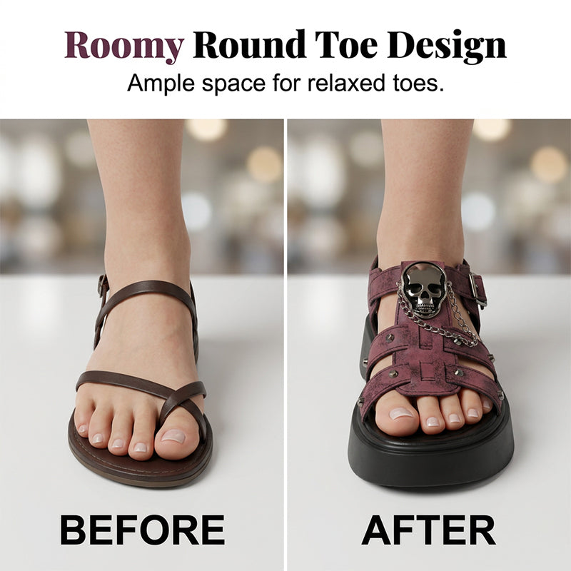 Women's Gothic Skull Platform Sandals