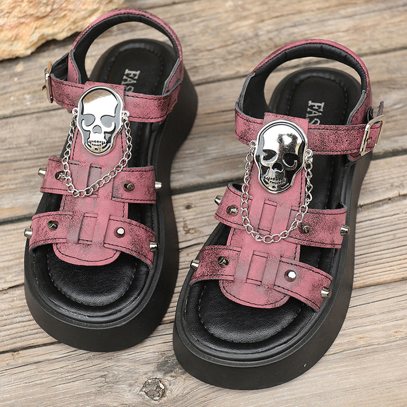 Women's Gothic Skull Platform Sandals
