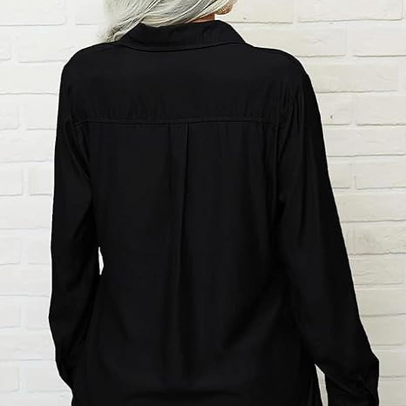 📢📢50% OFF !! ⏰Women's Solid Lapel Long Sleeves Button-Down Shirt
