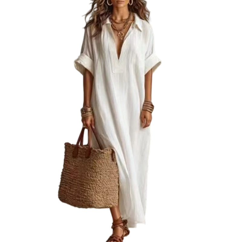 👗 50% OFF NOW! 🌸 Women's Minimalist Solid Color Maxi Dress – Soft & flowy – Perfect for beach, travel or everyday elegance – effortless and breathable ✨🌿