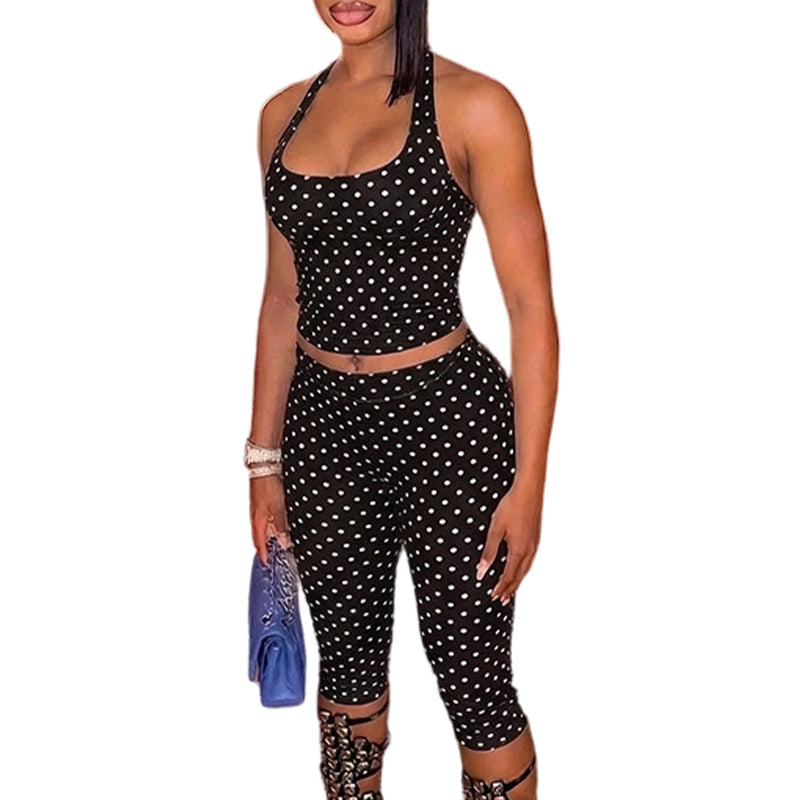 🏆LAST DAY SALE 50% OFF🔥Polka Dot Halter Bodycon Pants