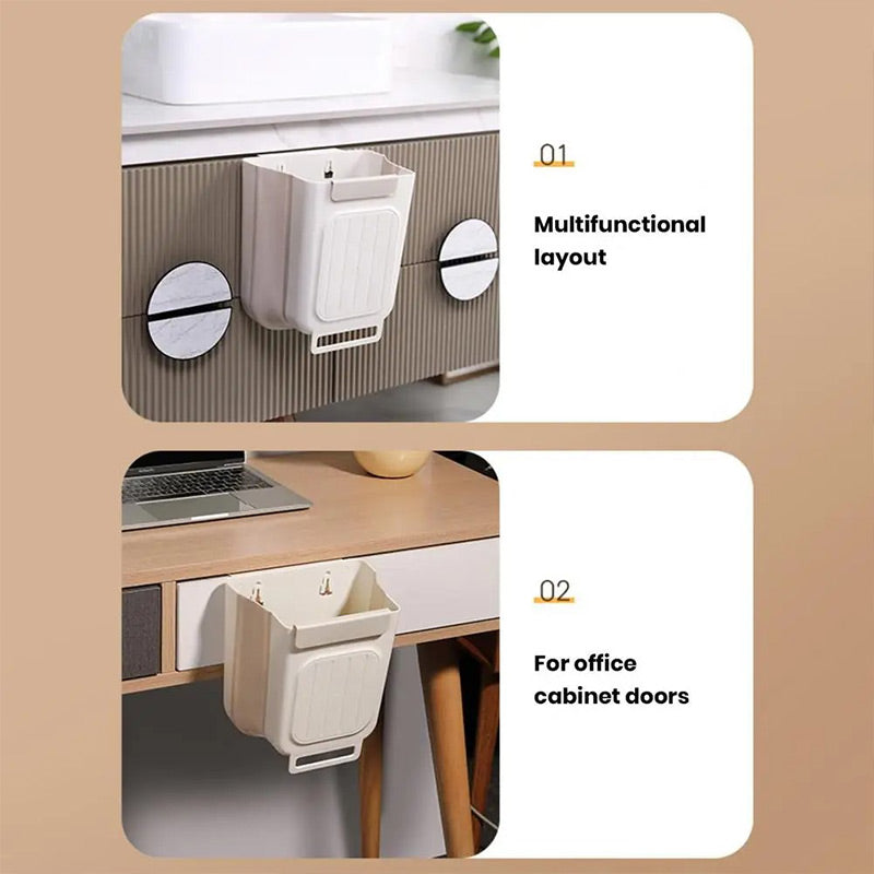 🍃50% OFF NOW! 🥳Multipurpose Hanging Collapsible Kitchen Trash Can‑Space‑Saving Wall Mount Foldable Waste Bin, Hanging Garbage Container for Food Scraps, Cabinet Door Mount for Home Kitchen Countertop Prep