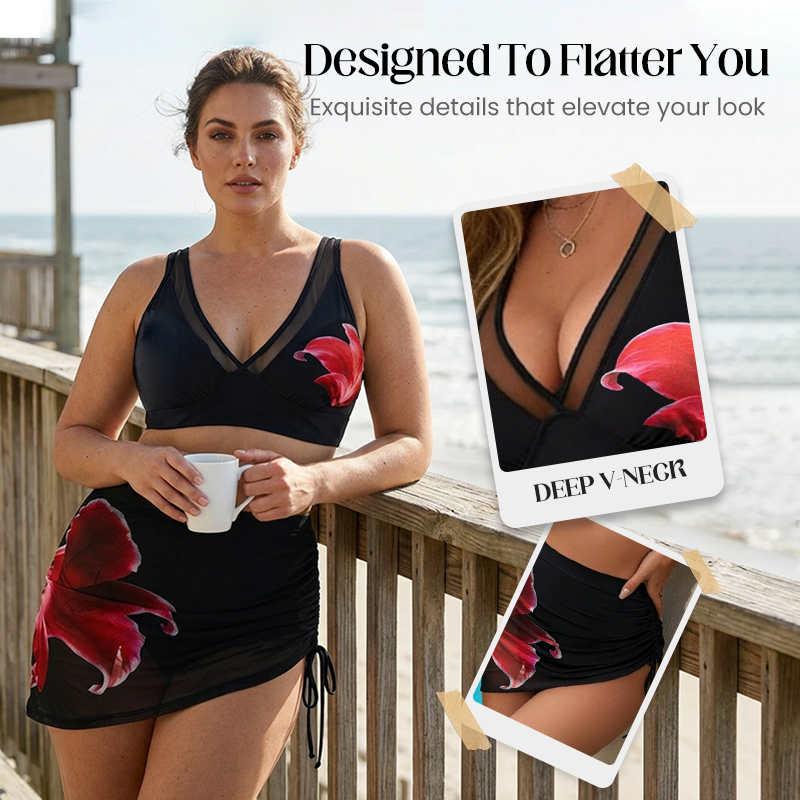 🎁2026 New Arrivals 50% OFF💥 Ruched Mesh Bikini Set – Drawstring Tie-Side, Ruched Bottoms, Flattering Fit ✨