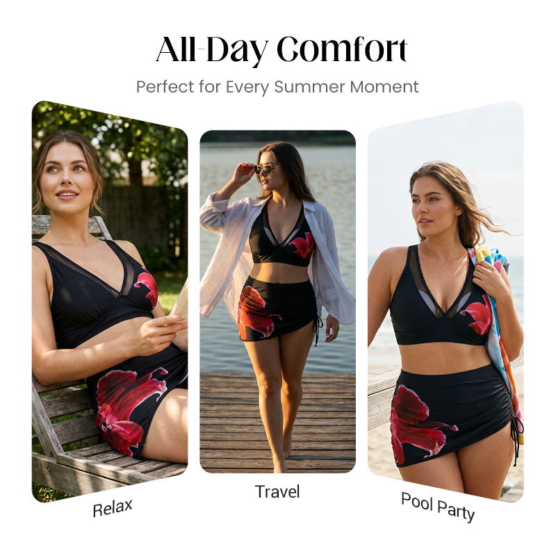 🎁2026 New Arrivals 50% OFF💥 Ruched Mesh Bikini Set – Drawstring Tie-Side, Ruched Bottoms, Flattering Fit ✨