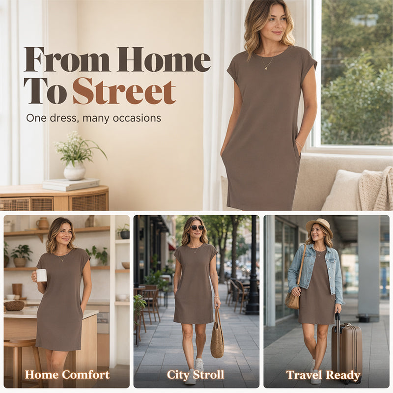 👗 50% OFF NOW! 🌸 Women's Crew Neck Solid Color Dress – Soft & lightweight – Perfect for work, beach or everyday elegance – versatile and comfy ✨🌿