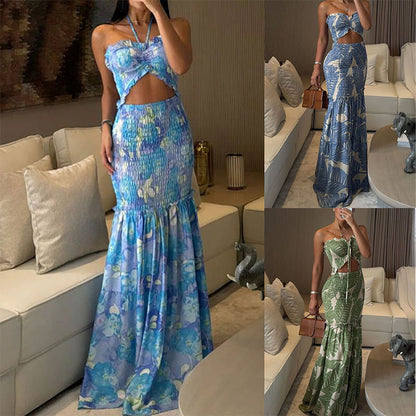 Women's Sexy Printed Cut-Out Dress