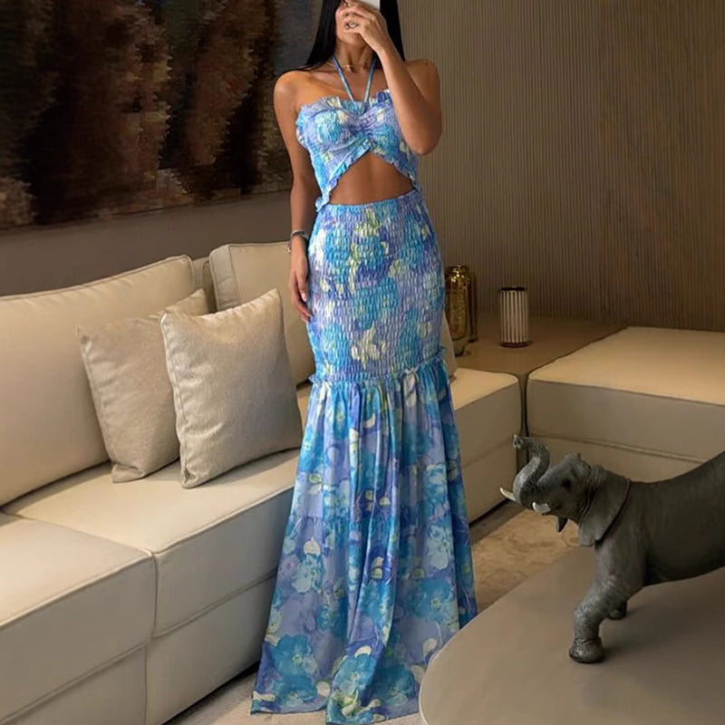 Women's Sexy Printed Cut-Out Dress