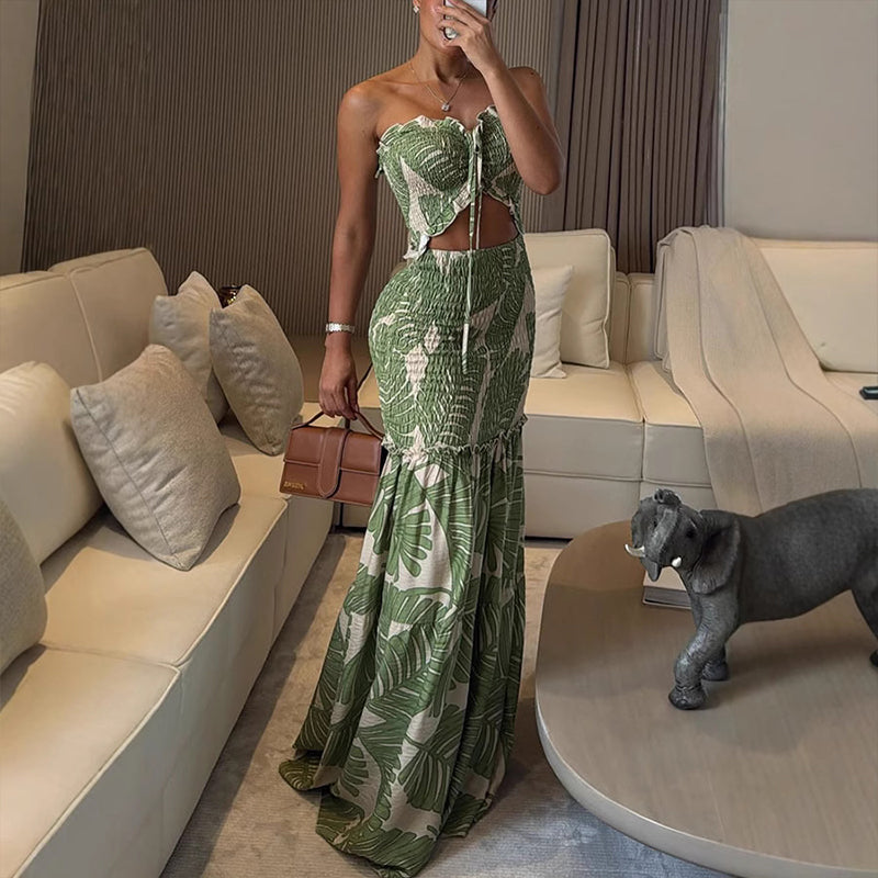 Women's Sexy Printed Cut-Out Dress