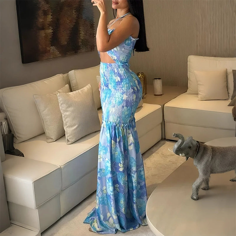 Women's Sexy Printed Cut-Out Dress