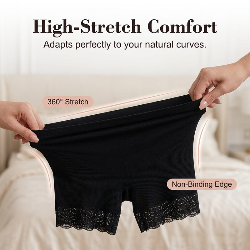 📢📢50% OFF !! ⏰Women's High Waist Safety Shorts with Lace Trim Tummy Control Boy Shorts