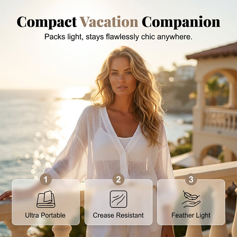 🎁2026 New Arrivals 50% OFF💥Women's Lightweight Sun Protection Shirt – Deep V-Neck, Lantern Sleeves, Sheer Layer ☀️