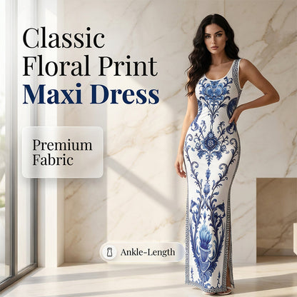 📢📢50% OFF !! ⏰Women's Classic Floral Print Maxi Dress