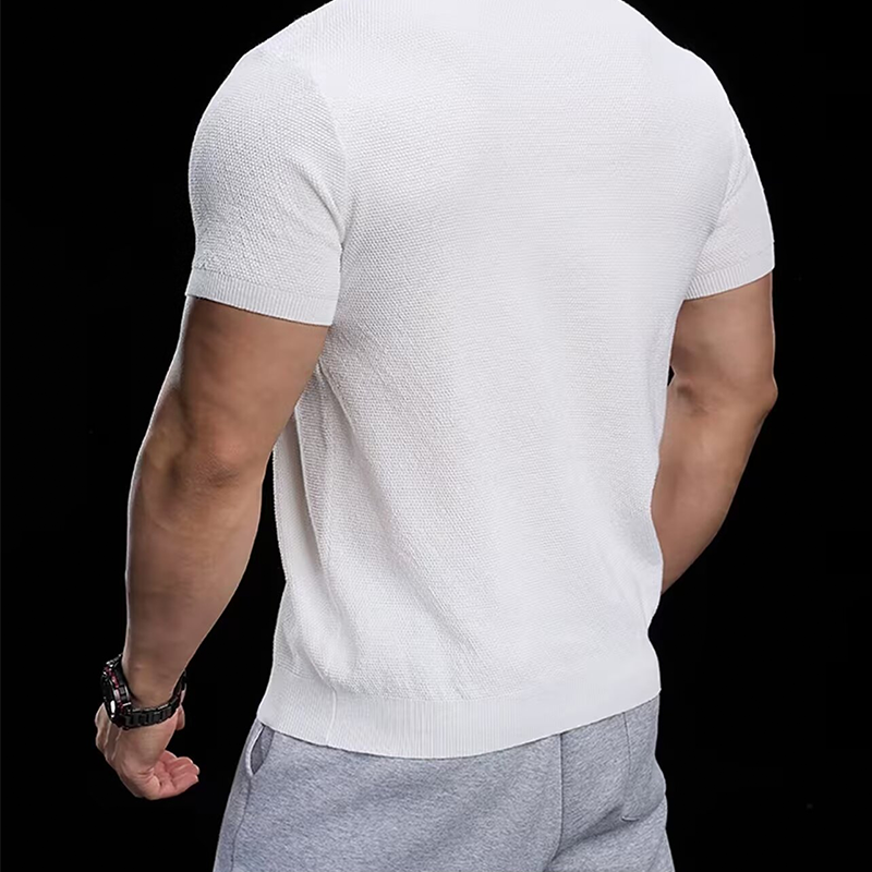 👕 LIMITED-TIME 50% OFF! ✨ Breathable V-Neck Knit Tee – Textured Finish, Athletic Fit, Gym to Street 🏋️