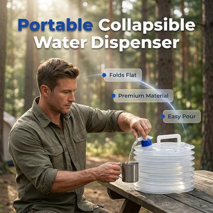 📢📢50% OFF!!⏰💧 Collapsible Water Container with Spigot – Portable Folding Water Jug for Camping, Picnic, Outdoor & Emergency Use ✨