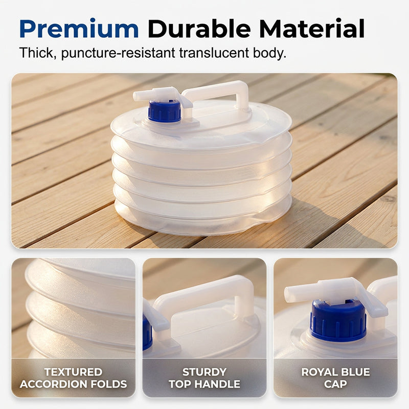 📢📢50% OFF!!⏰💧 Collapsible Water Container with Spigot – Portable Folding Water Jug for Camping, Picnic, Outdoor & Emergency Use ✨