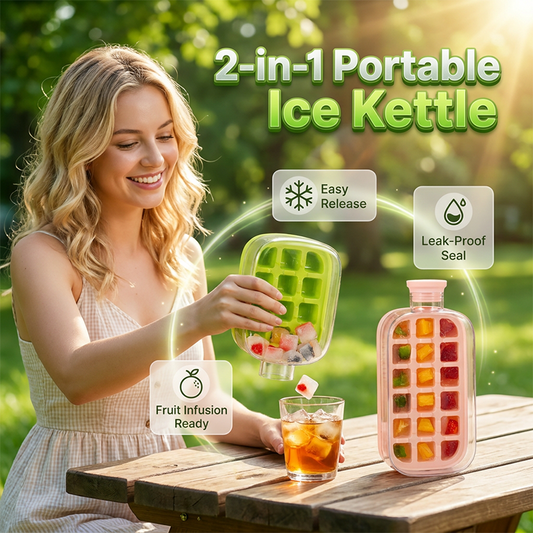 🎁2026 New Arrivals 50% OFF💥2-in-1 Ice Cube Maker Water Bottle Built-In Ice Tray, Food-Grade Silicone, Bpa-Free. Make Ice & Store Water In One Bottle 💼✈️