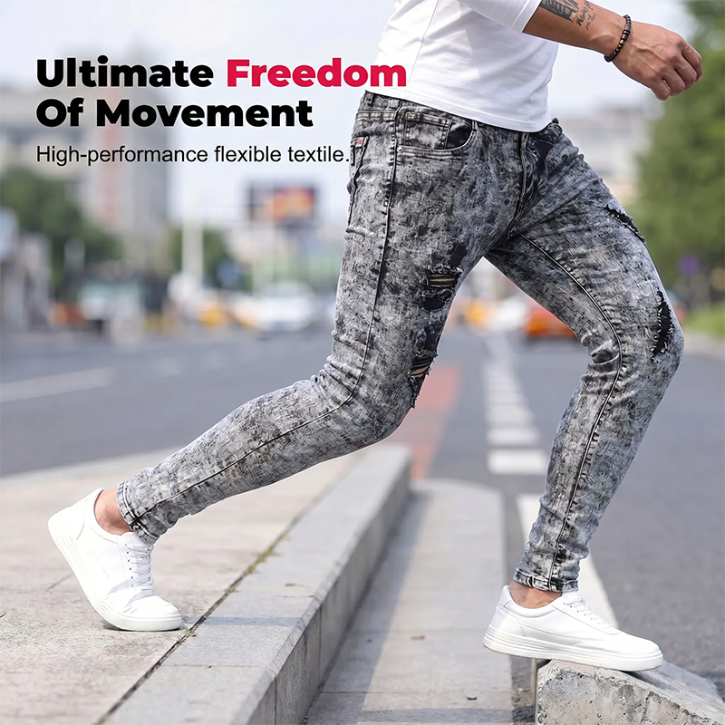 👖 LIMITED-TIME 50% OFF! ✨ Men's Slim Fit Ripped Jeans – Stretch Distress, Acid Wash, Edgy Style 🔥
