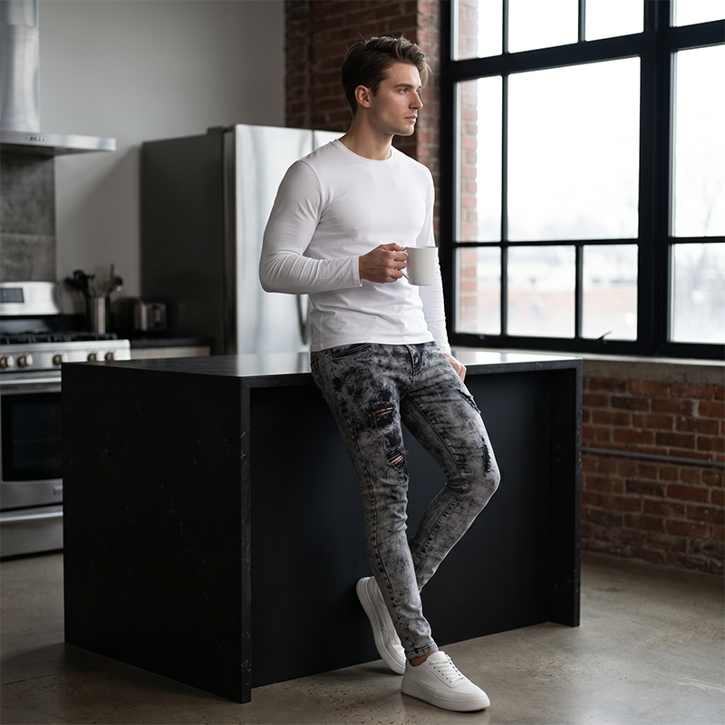 👖 LIMITED-TIME 50% OFF! ✨ Men's Slim Fit Ripped Jeans – Stretch Distress, Acid Wash, Edgy Style 🔥