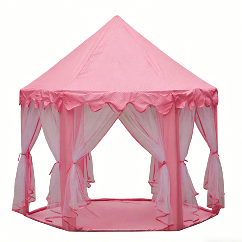Children's Hexagonal Castle Tent with Mesh Curtains