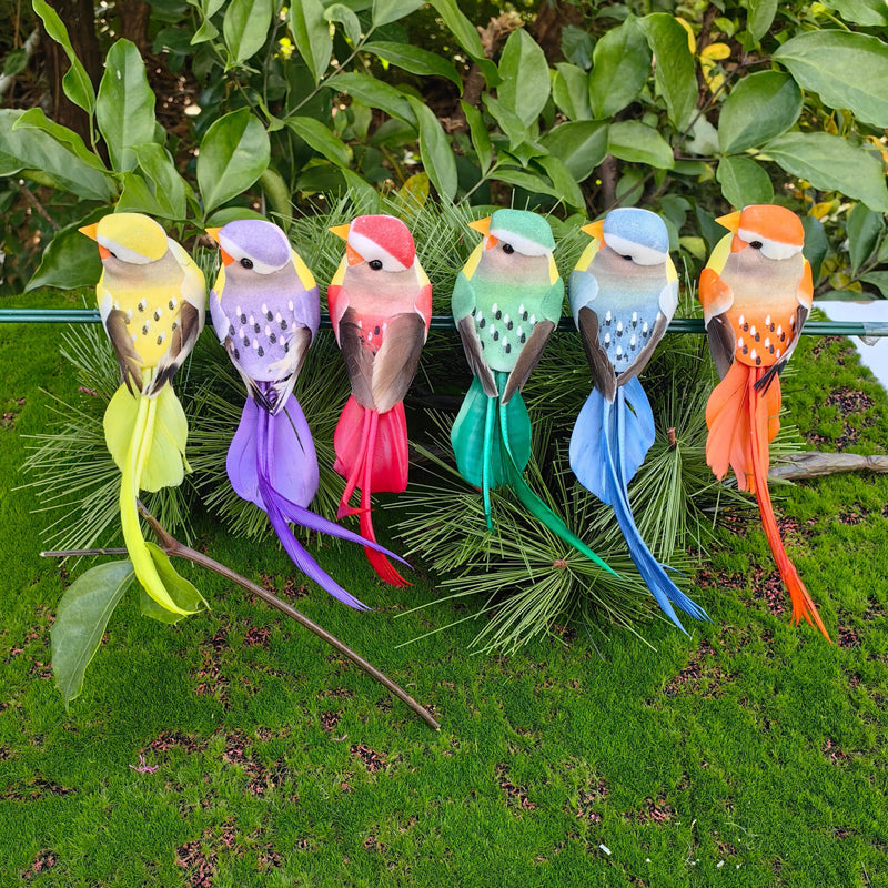 12PCS Artificial Feathered Birds with Clips