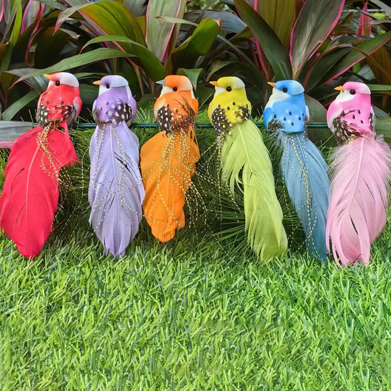 12PCS Artificial Feathered Birds with Clips