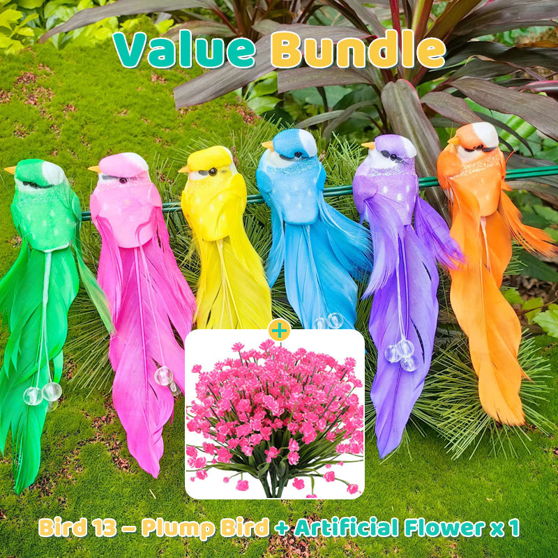 12PCS Artificial Feathered Birds with Clips