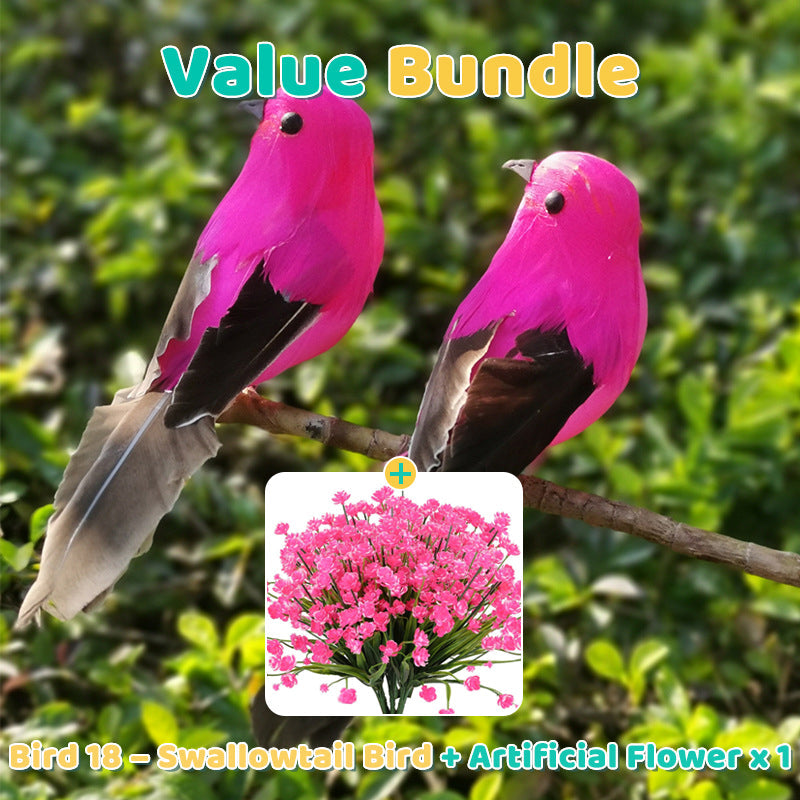 12PCS Artificial Feathered Birds with Clips