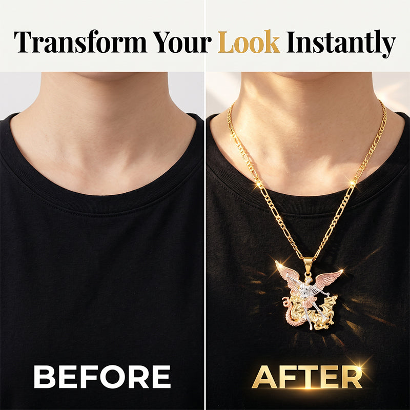 🎉 2026 Sale — Over 25,000 Sold! 😇 Tri-Tone Angel Guardian Pendant Necklace – Gold, Silver & Rose Gold ✨