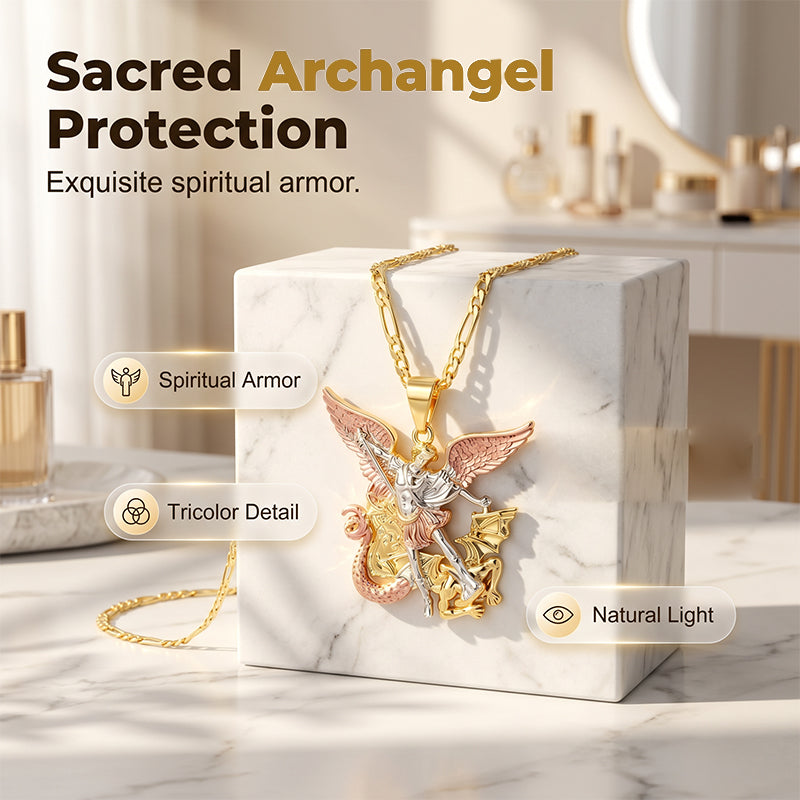 🎉 2026 Sale — Over 25,000 Sold! 😇 Tri-Tone Angel Guardian Pendant Necklace – Gold, Silver & Rose Gold ✨