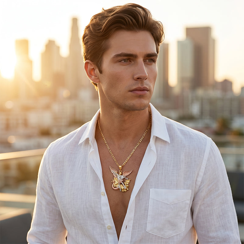 🎉 2026 Sale — Over 25,000 Sold! 😇 Tri-Tone Angel Guardian Pendant Necklace – Gold, Silver & Rose Gold ✨