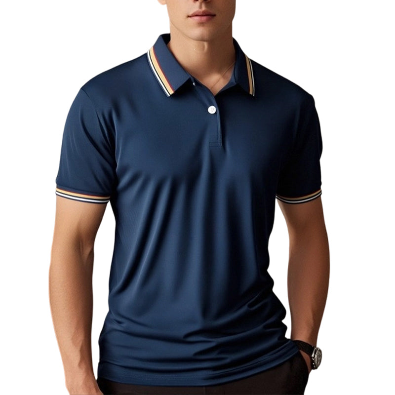 🎁2026 New Arrivals 50% OFF💥Men Fashion Contrast Lapel Quick Drying Short Sleeve T-Shirt
